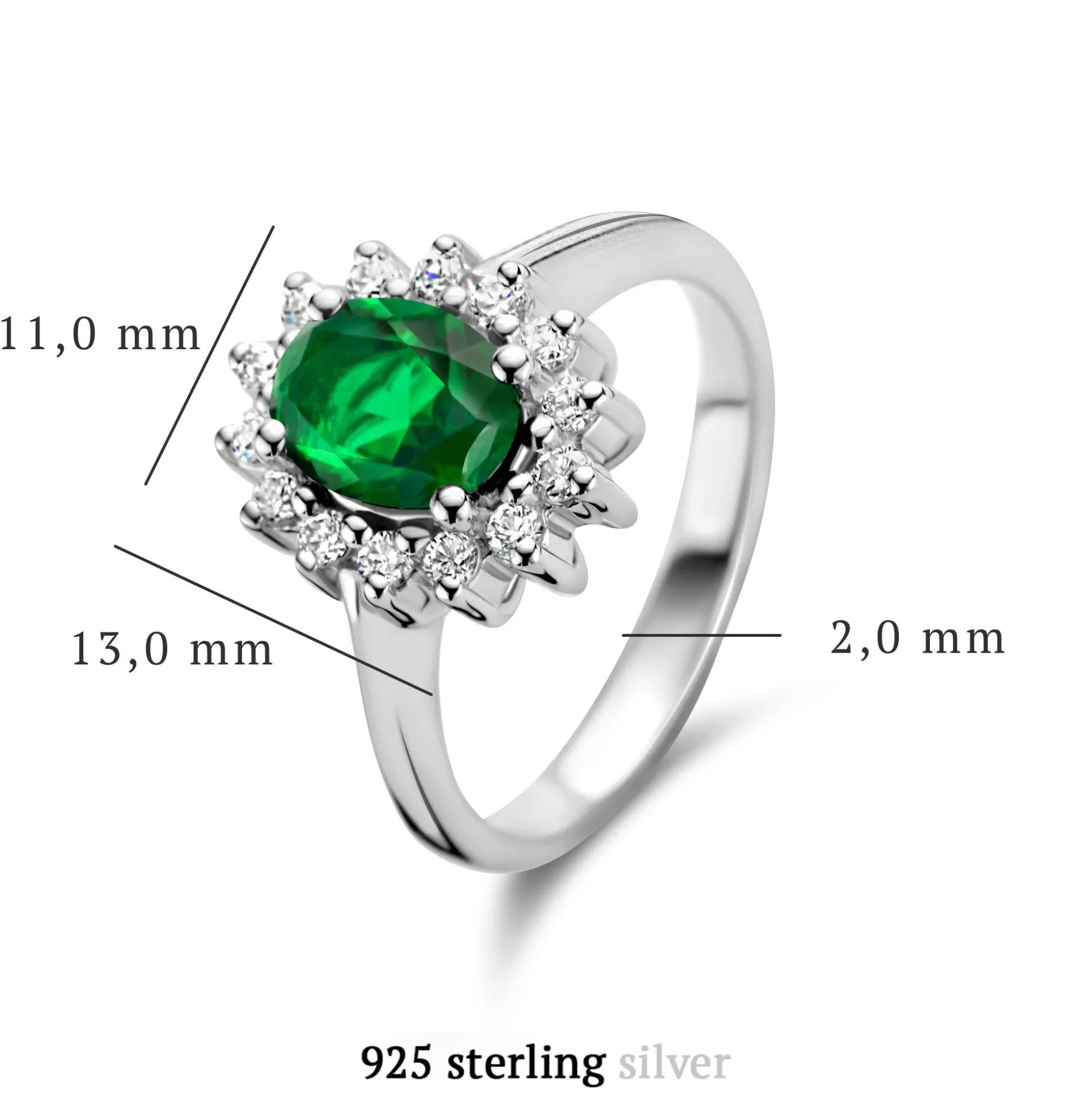 Outlet Mia Colore Verdi Anello In Argento Sterling 925 Con Pietra Zircone Verde Anelli