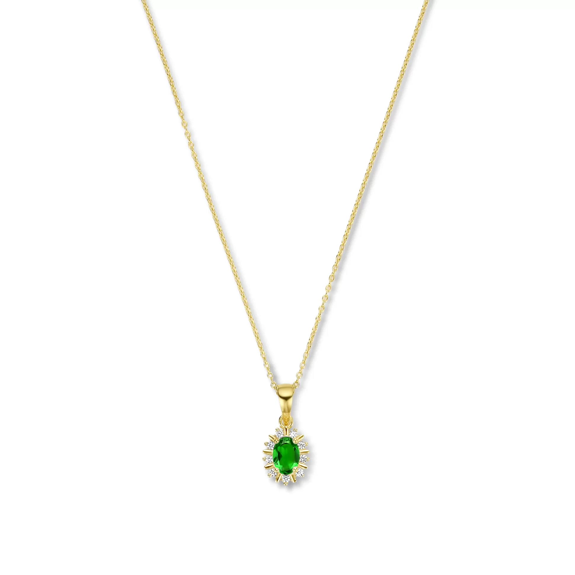 Cheap Mia Colore Verdi Collana In Argento Sterling 925 Placcato Oro Con Pietra Zircone Verde Collane