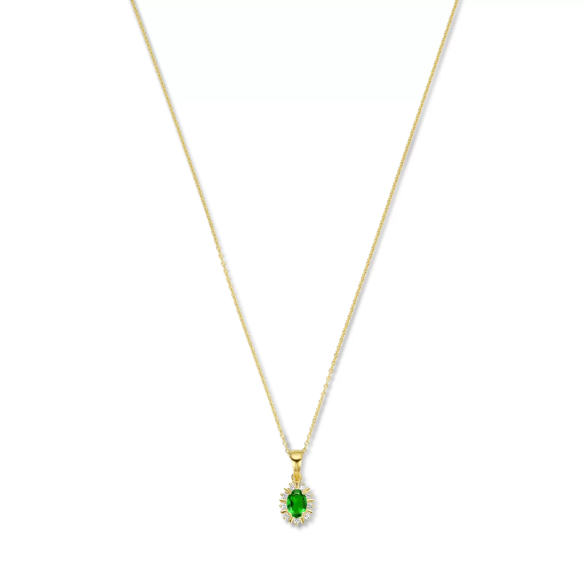Cheap Mia Colore Verdi Collana In Argento Sterling 925 Placcato Oro Con Pietra Zircone Verde Collane