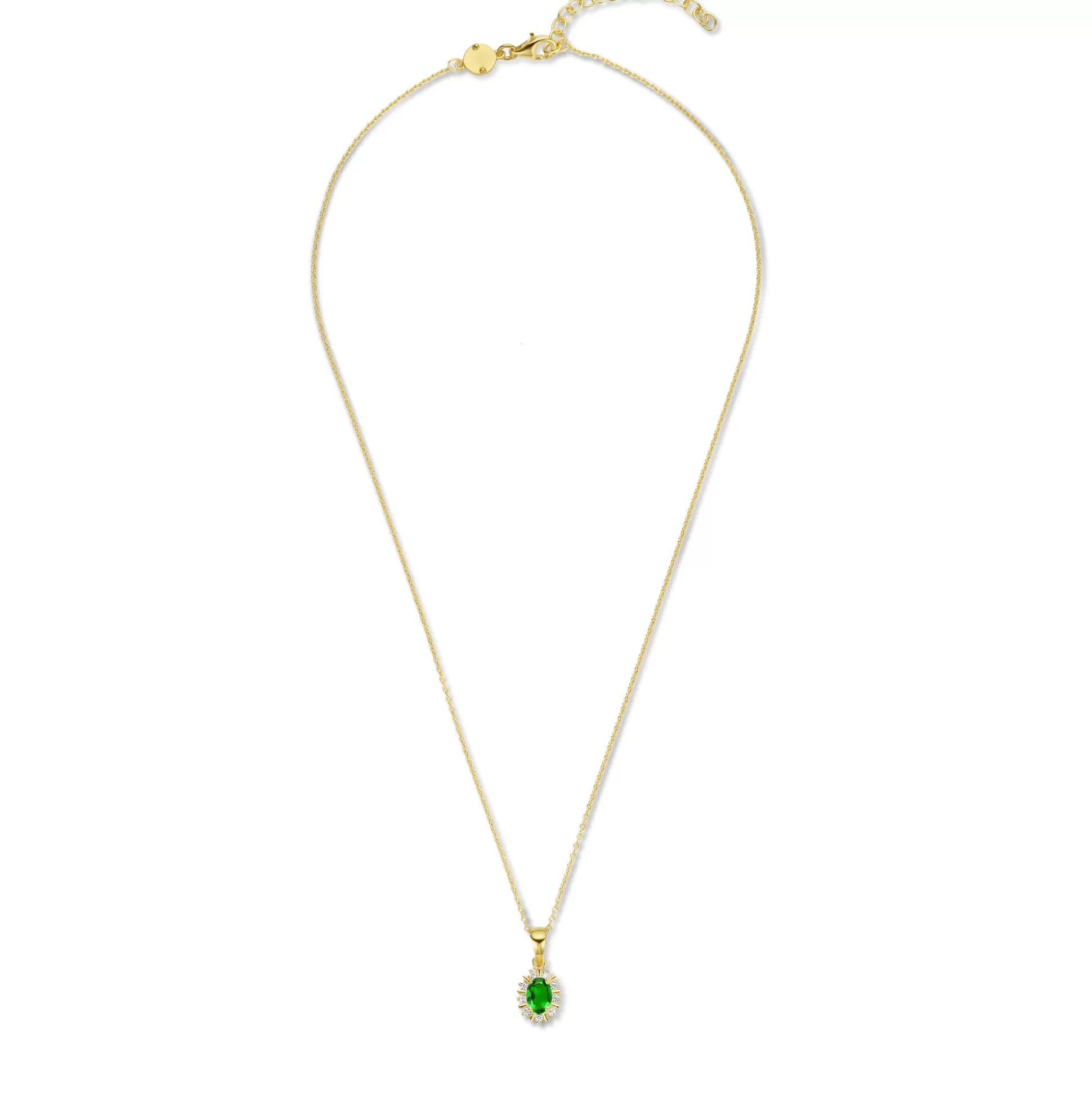 Cheap Mia Colore Verdi Collana In Argento Sterling 925 Placcato Oro Con Pietra Zircone Verde Collane