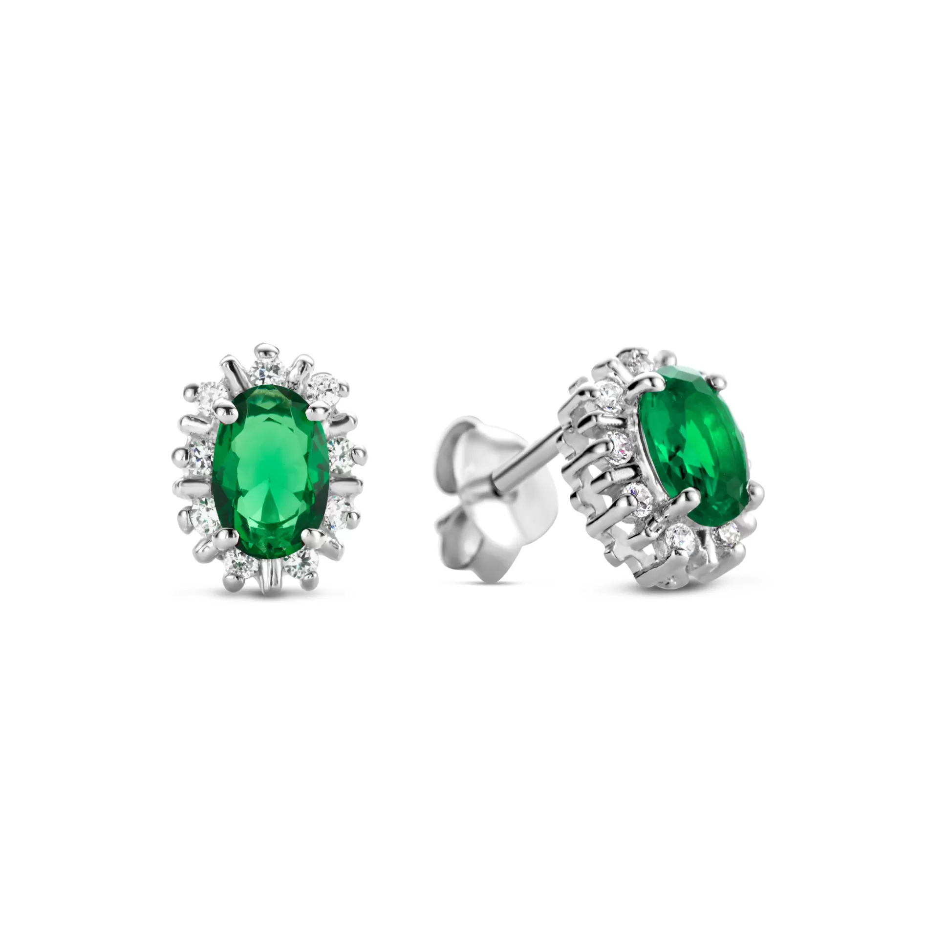 Sale Mia Colore Verdi Orecchini A Bottone In Argento Sterling 925 Con Pietra Zircone Verde Orecchini A Bottone