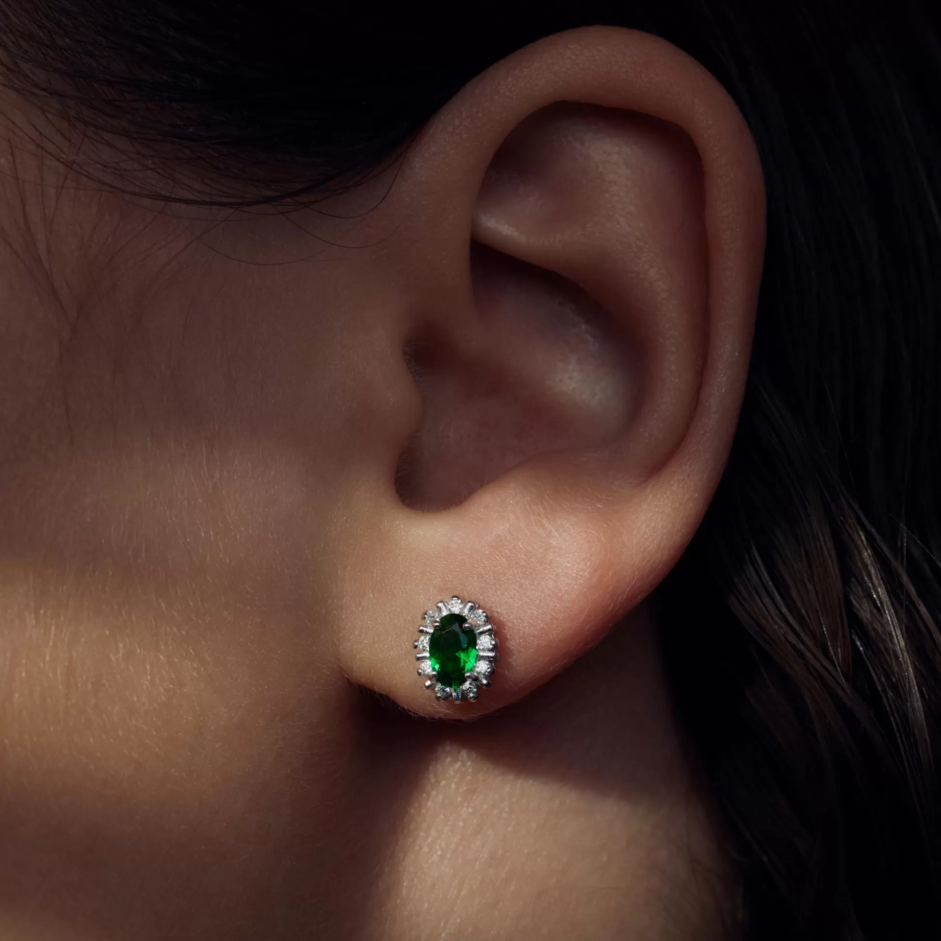 Sale Mia Colore Verdi Orecchini A Bottone In Argento Sterling 925 Con Pietra Zircone Verde Orecchini A Bottone