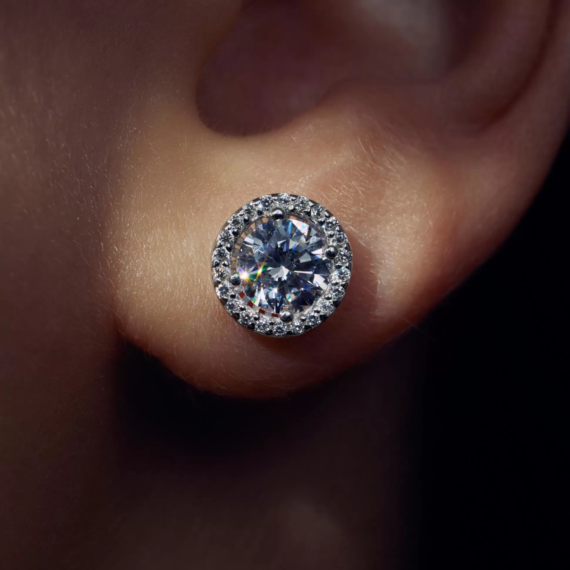 Hot Ponte Vecchio Dalia Orecchini A Bottone In Argento Sterling 925 Con Pietre Zircone Orecchini A Bottone