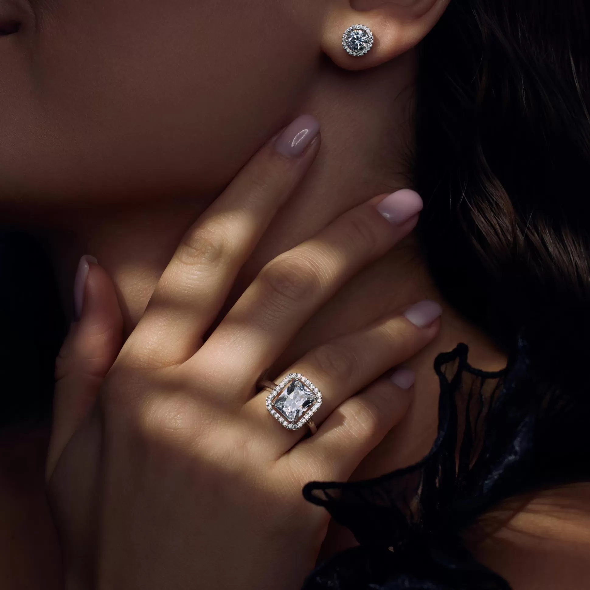 Hot Ponte Vecchio Dalia Orecchini A Bottone In Argento Sterling 925 Con Pietre Zircone Orecchini A Bottone