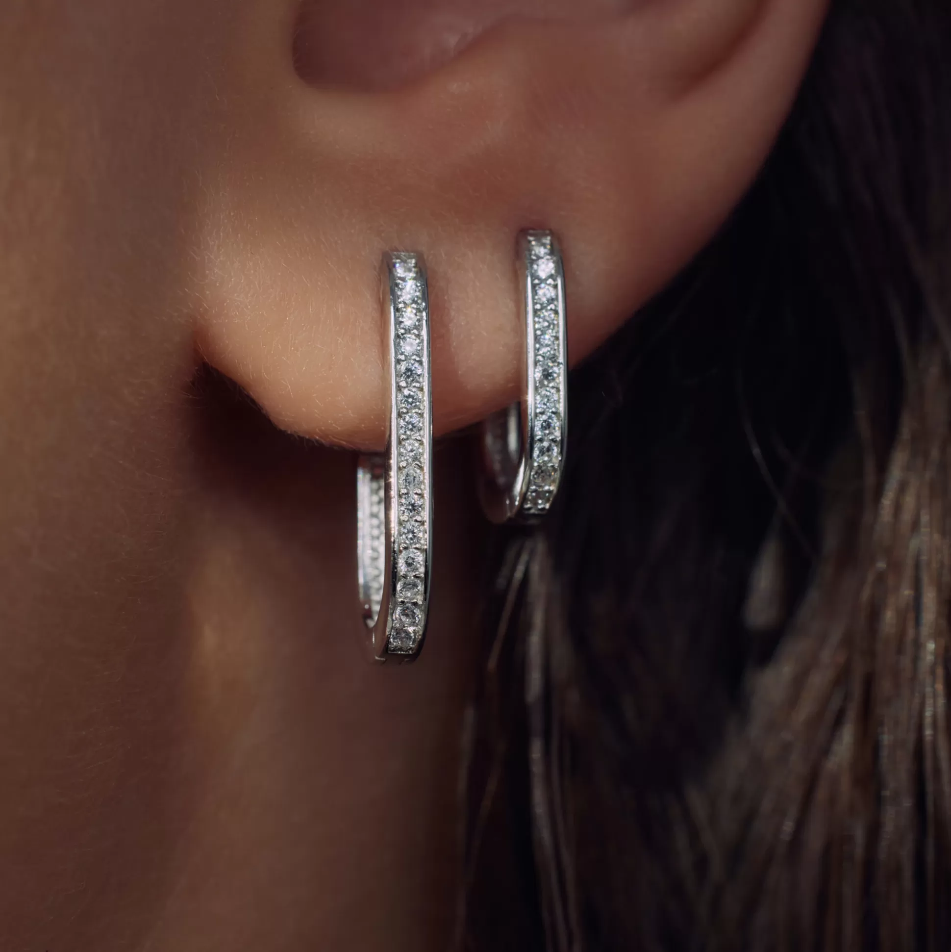 Hot Ponte Vecchio Elina Creoli In Argento Sterling 925 Con Pietre Zircone Orecchini