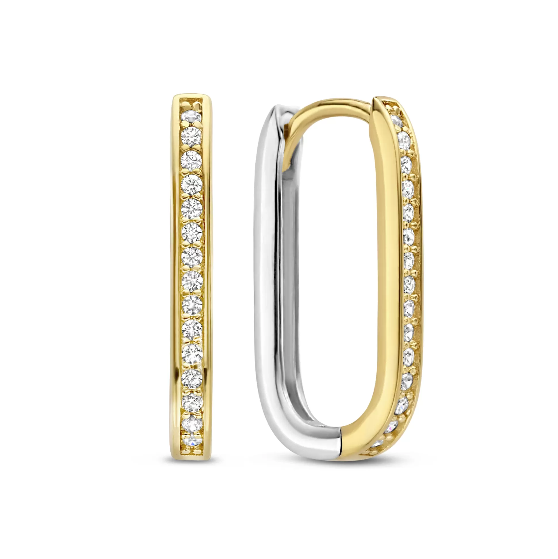 Fashion Ponte Vecchio Elina Creoli In Argento Sterling 925 E Placcato Oro Con Pietre Zircone Orecchini