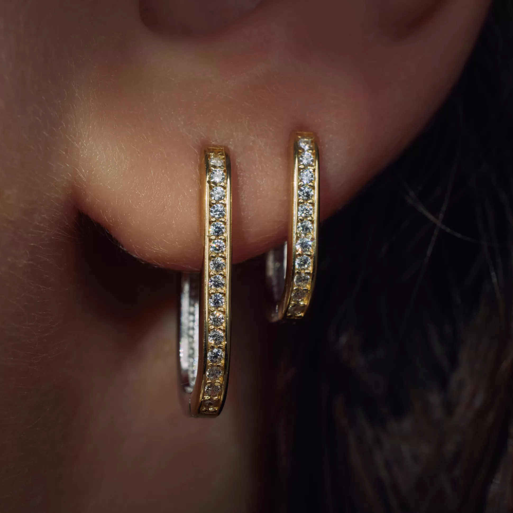 Fashion Ponte Vecchio Elina Creoli In Argento Sterling 925 E Placcato Oro Con Pietre Zircone Orecchini