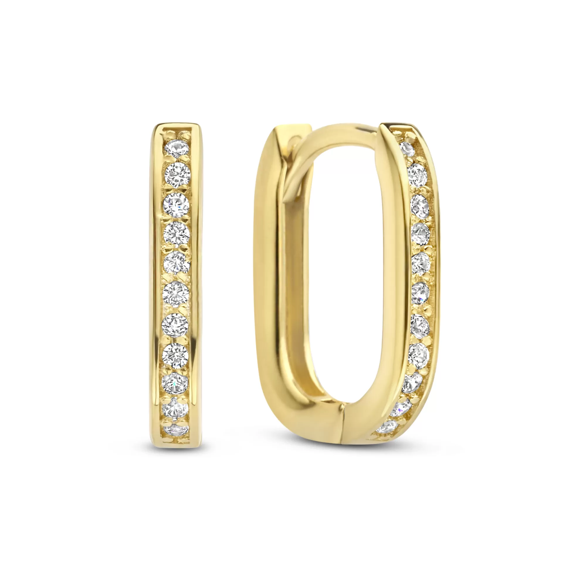 New Ponte Vecchio Elina Creoli In Argento Sterling 925 Placcato Oro Con Pietre Zircone Orecchini