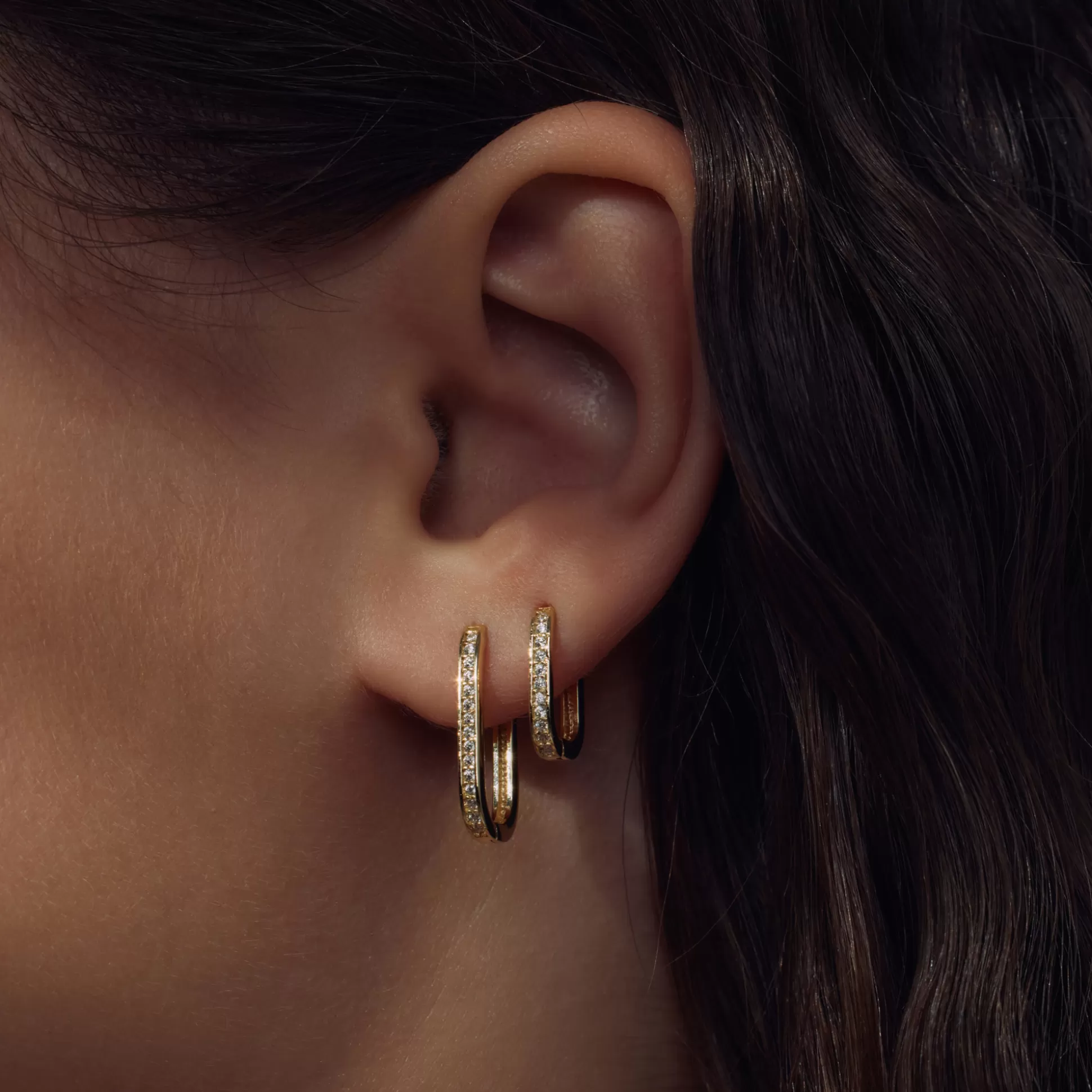 Best Sale Ponte Vecchio Elina Creoli In Argento Sterling 925 Placcato Oro Con Pietre Zircone Orecchini
