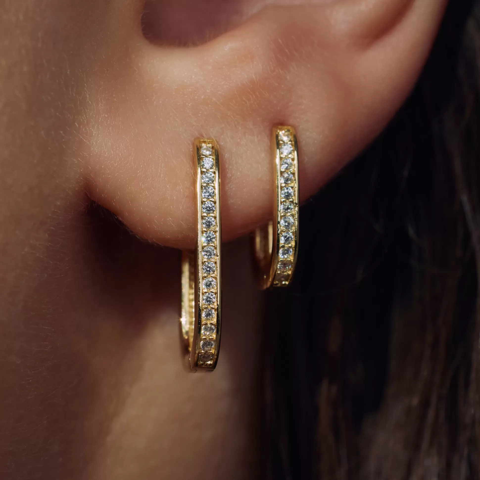 Best Sale Ponte Vecchio Elina Creoli In Argento Sterling 925 Placcato Oro Con Pietre Zircone Orecchini