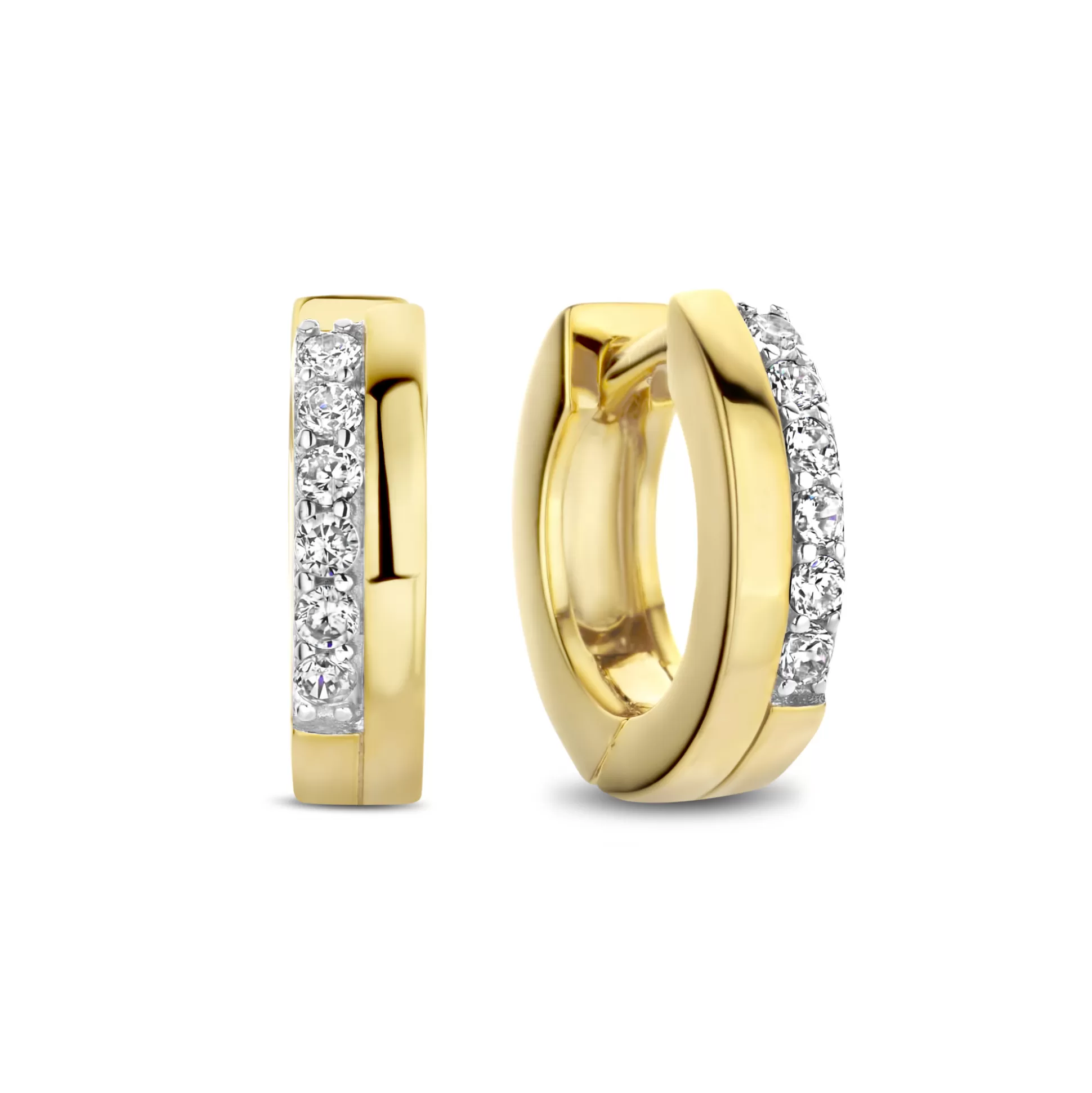 Store Ponte Vecchio Pitti Creoli In Argento Sterling 925 Placcato Oro Con Pietre Zircone Orecchini