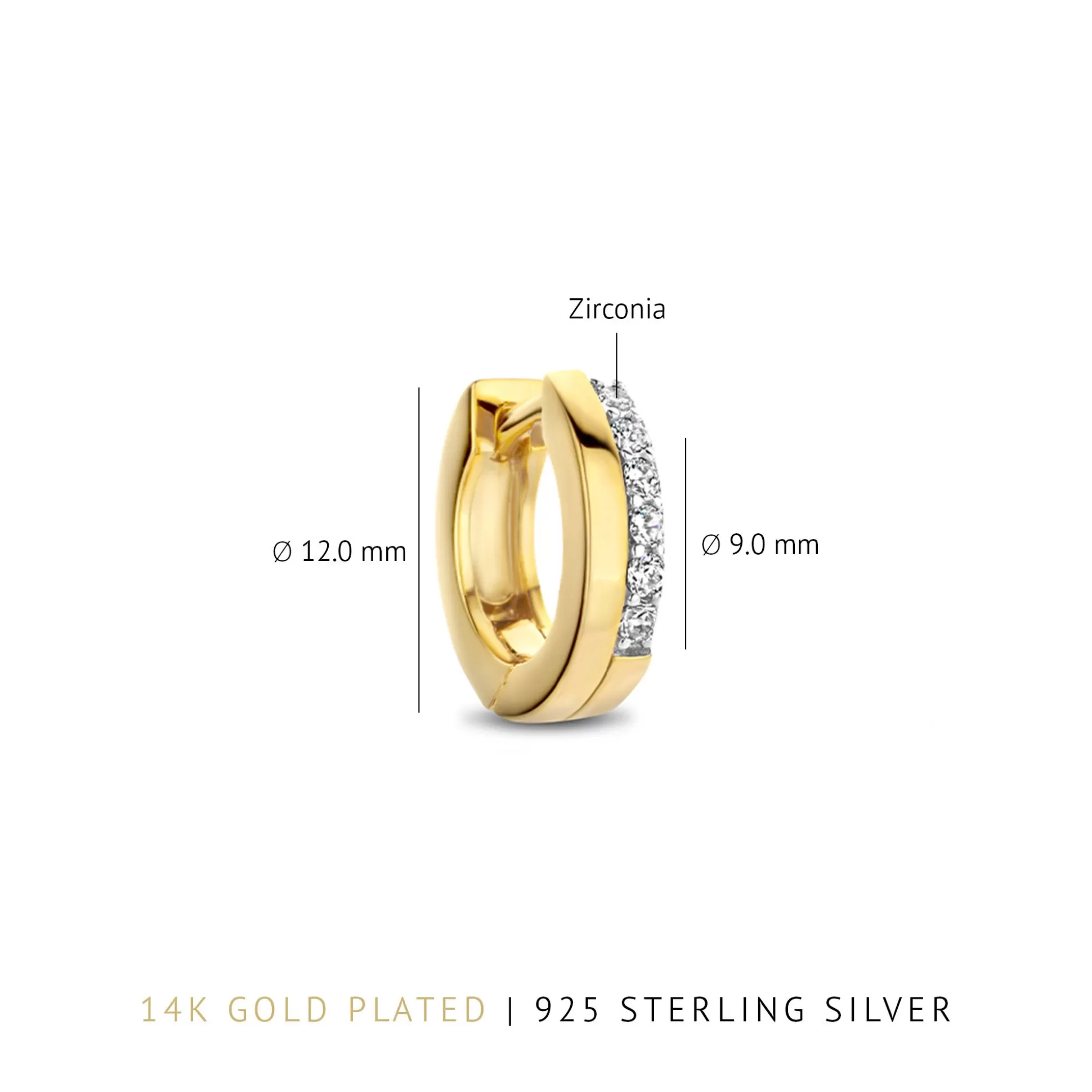 Store Ponte Vecchio Pitti Creoli In Argento Sterling 925 Placcato Oro Con Pietre Zircone Orecchini