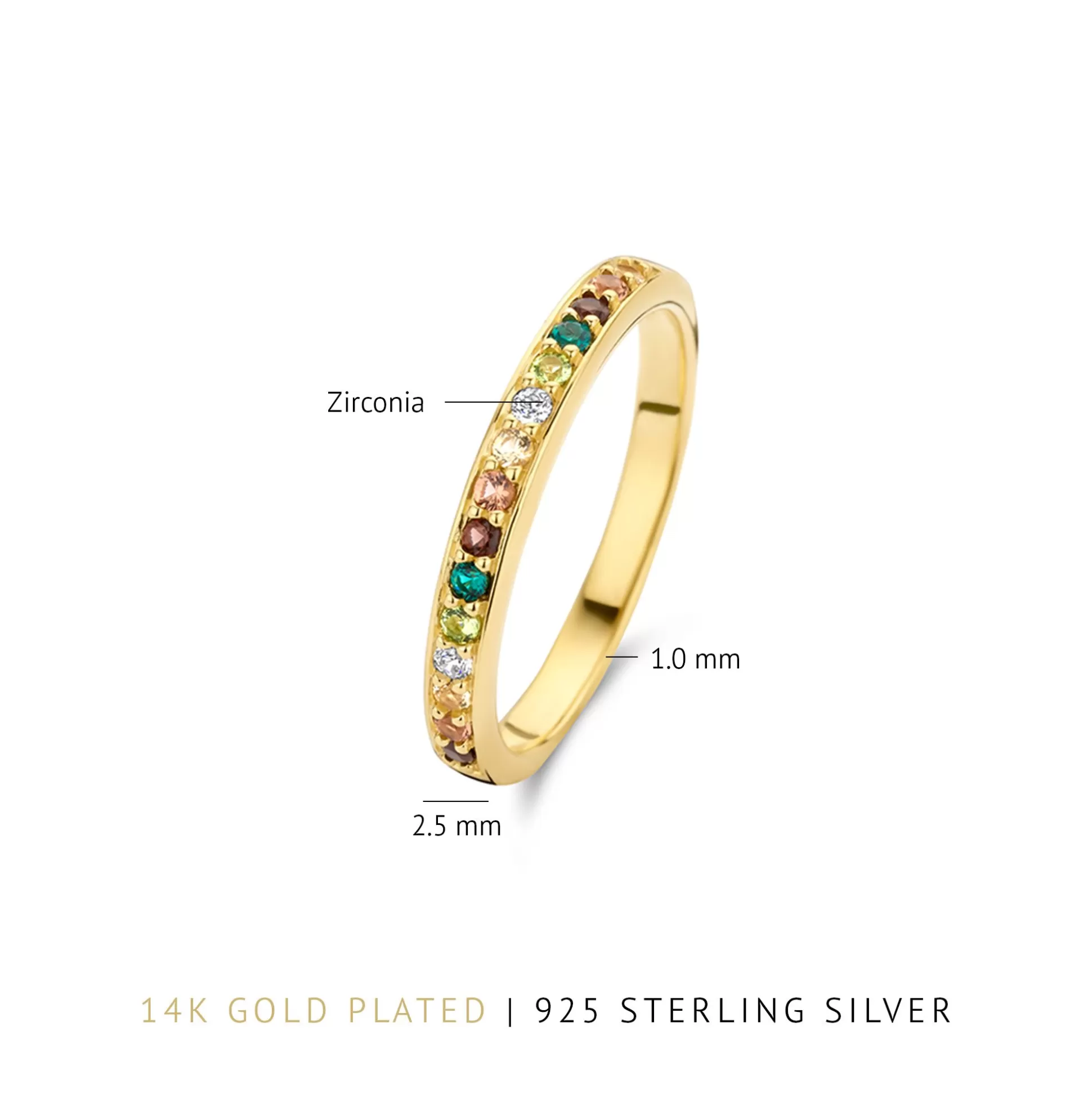 Fashion Santa Maria Del Fiore Anello In Argento Sterling 925 Placcato Oro Con Pietre Zircone Colorate Anelli