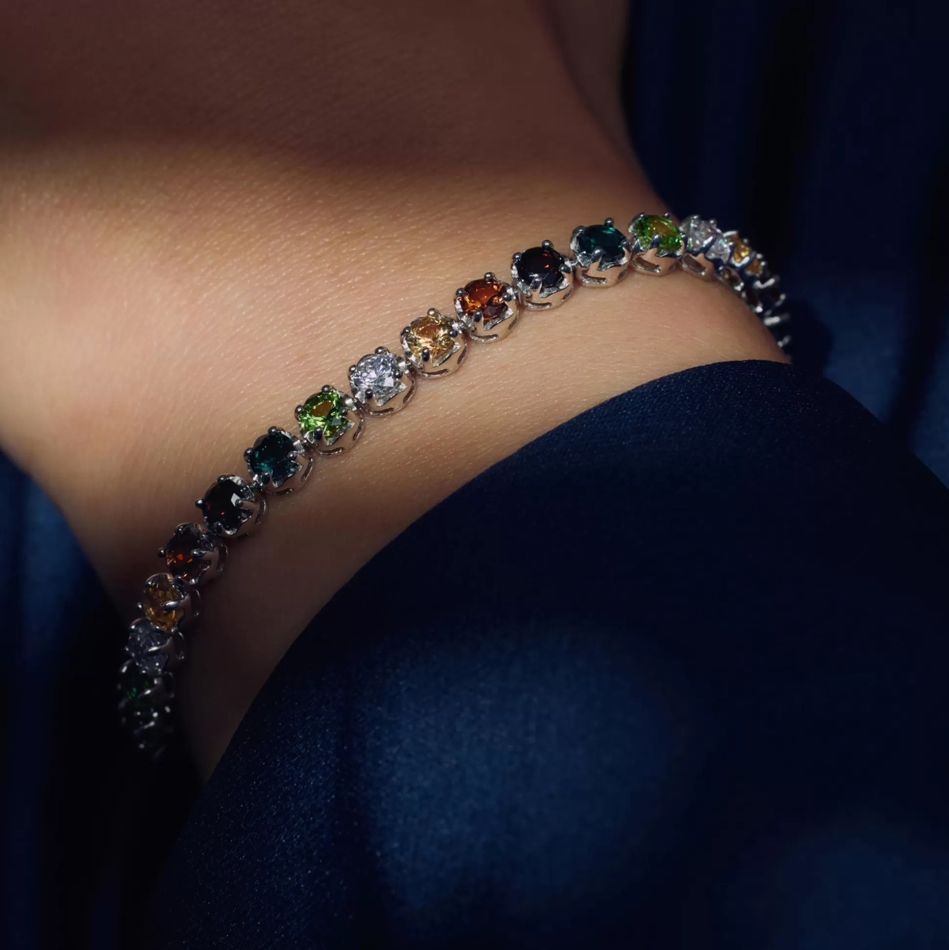 Fashion Santa Maria Del Fiore Bracciale In Argento Sterling 925 Con Pietre Zircone Colorate Bracciali