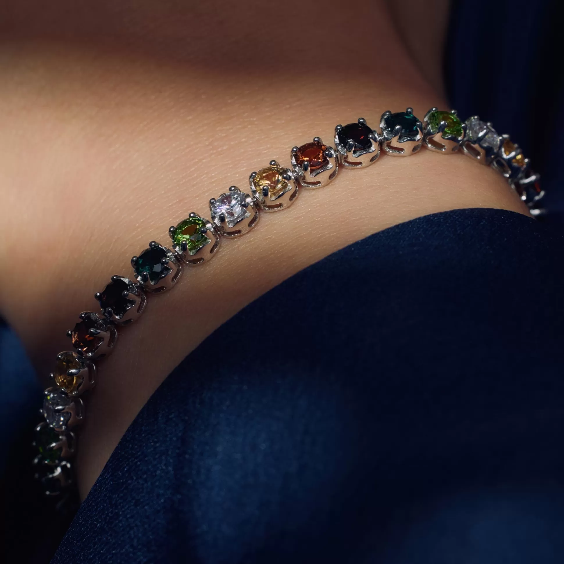 Fashion Santa Maria Del Fiore Bracciale In Argento Sterling 925 Con Pietre Zircone Colorate Bracciali