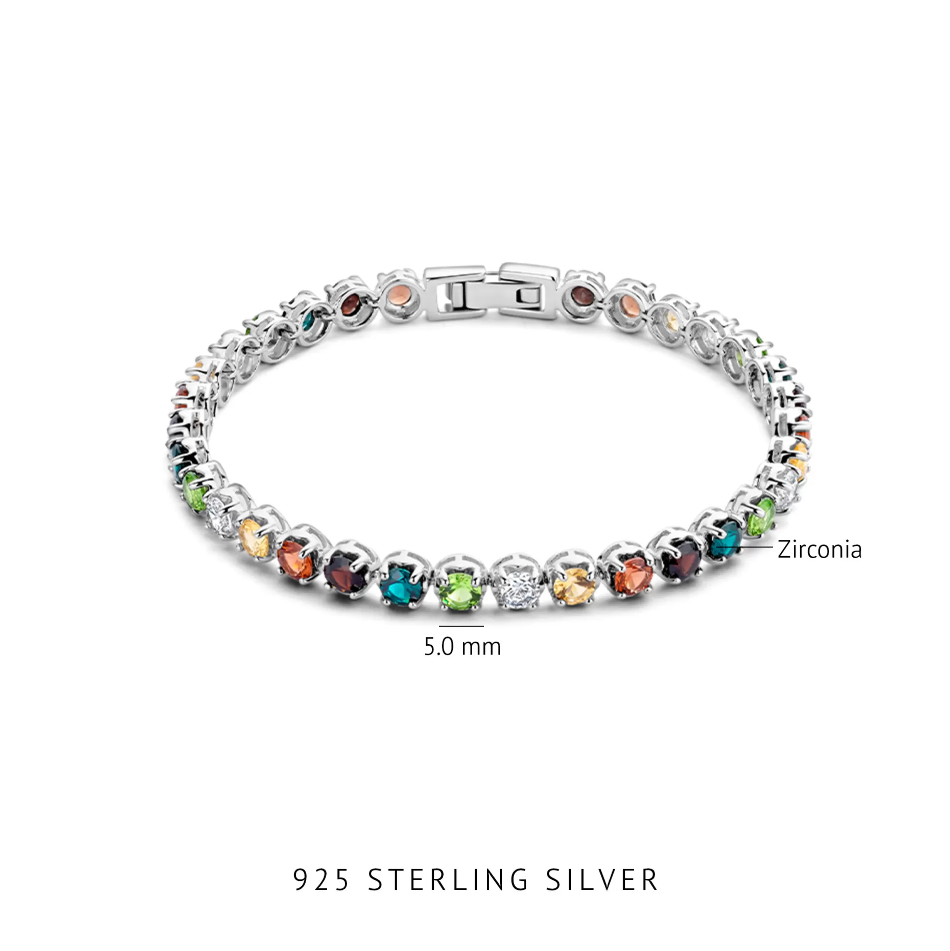 Fashion Santa Maria Del Fiore Bracciale In Argento Sterling 925 Con Pietre Zircone Colorate Bracciali