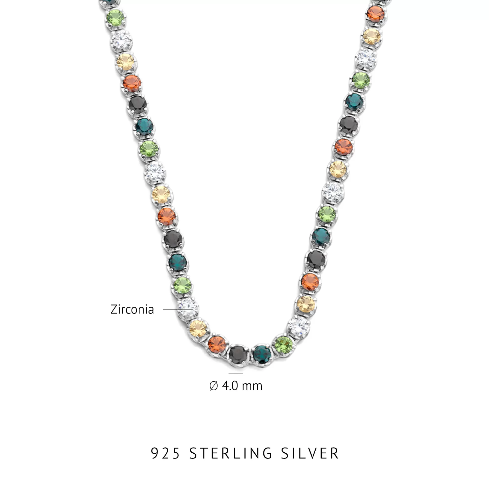 Shop Santa Maria Del Fiore Collana In Argento Sterling 925 Con Pietre Zircone Colorate Collane
