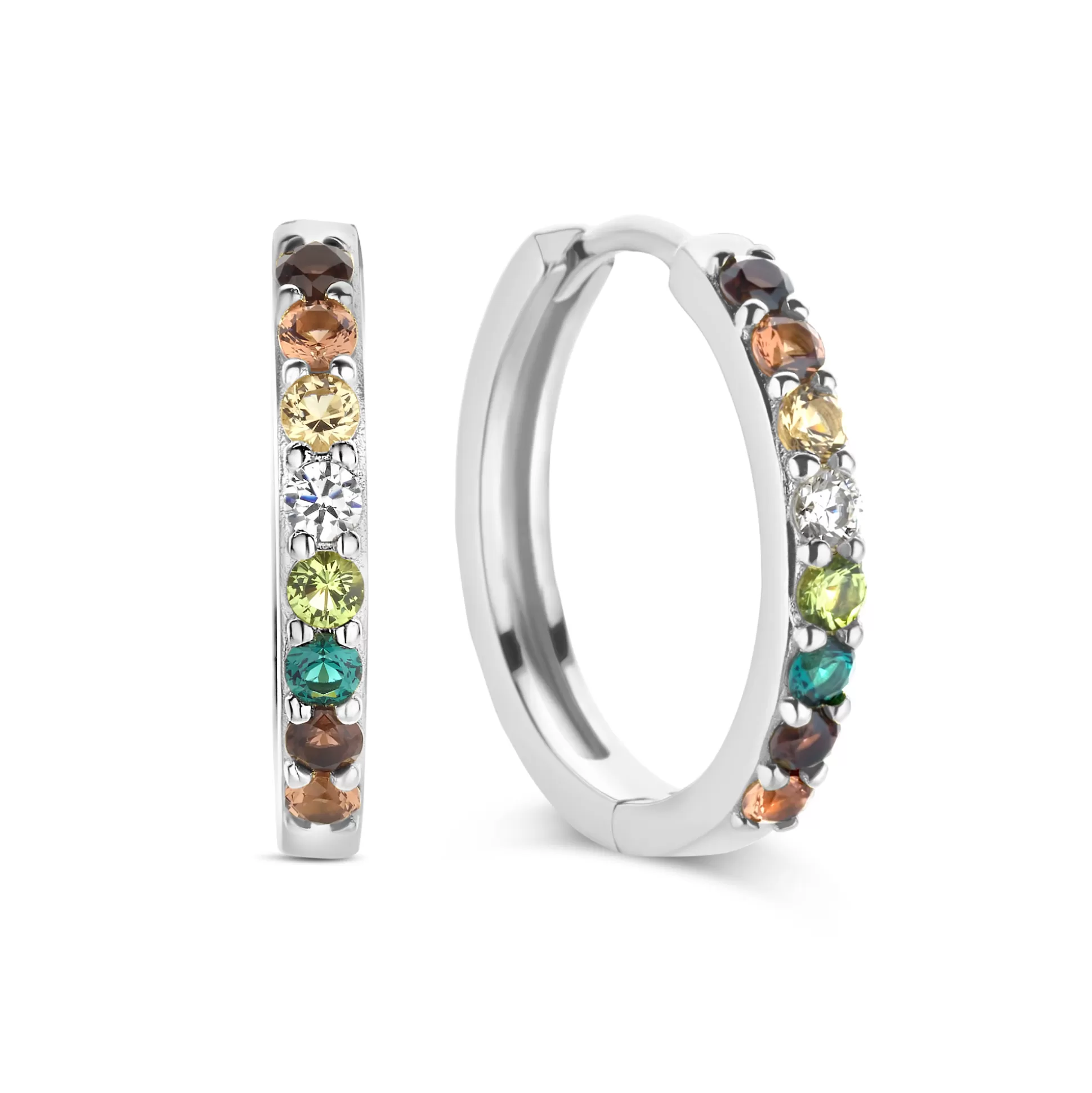 Shop Santa Maria Del Fiore Creoli In Argento Sterling 925 Con Pietre Zircone Colorate Orecchini
