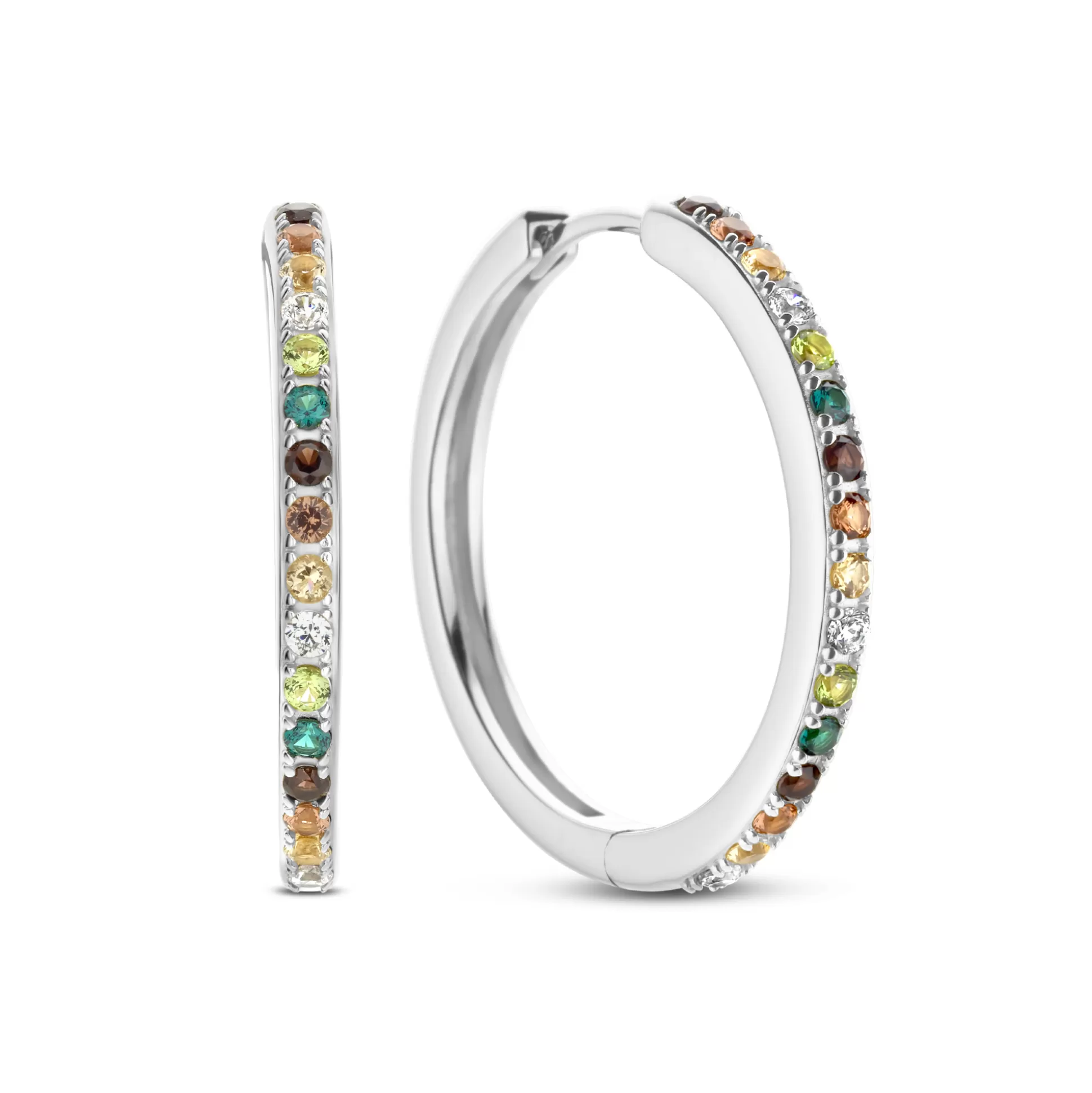 Clearance Santa Maria Del Fiore Creoli In Argento Sterling 925 Con Pietre Zircone Colorate Orecchini