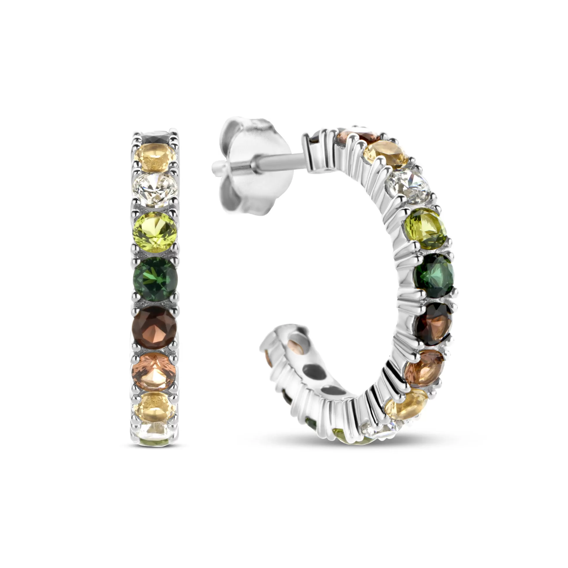 Best Sale Santa Maria Del Fiore Creoli In Argento Sterling 925 Con Pietre Zircone Colorate Orecchini