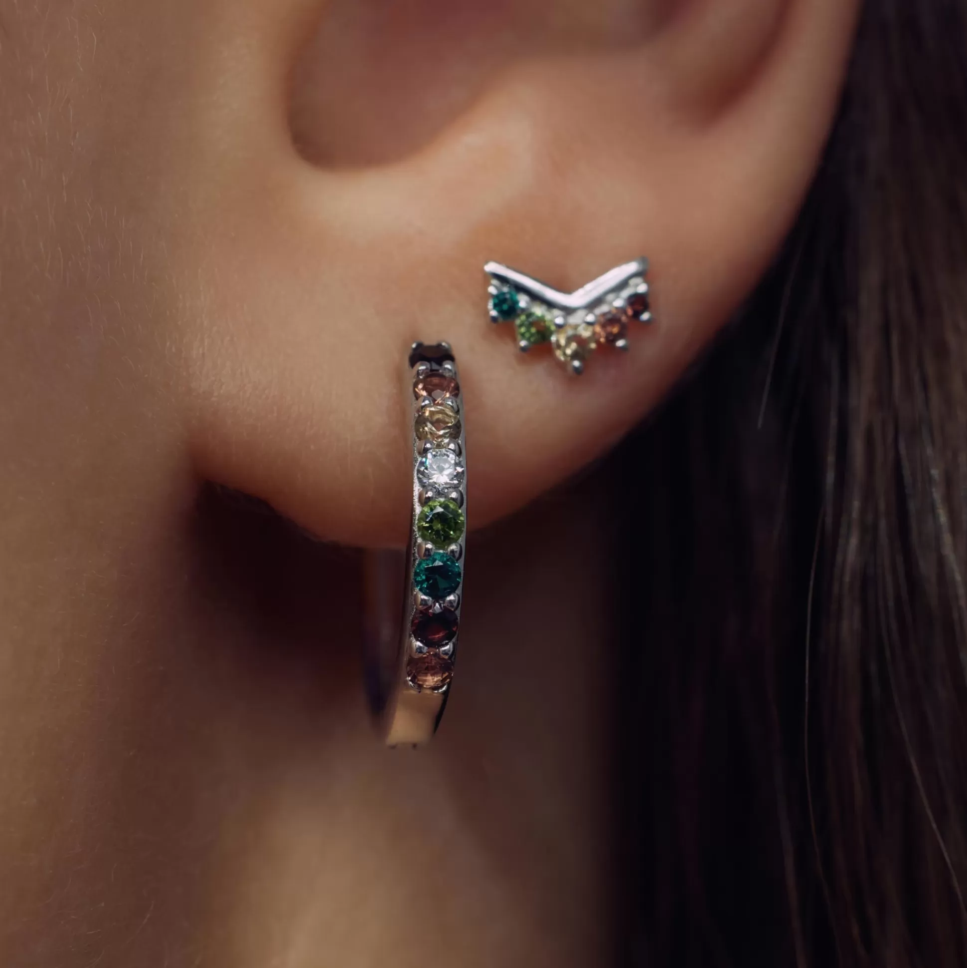 Shop Santa Maria Del Fiore Creoli In Argento Sterling 925 Con Pietre Zircone Colorate Orecchini