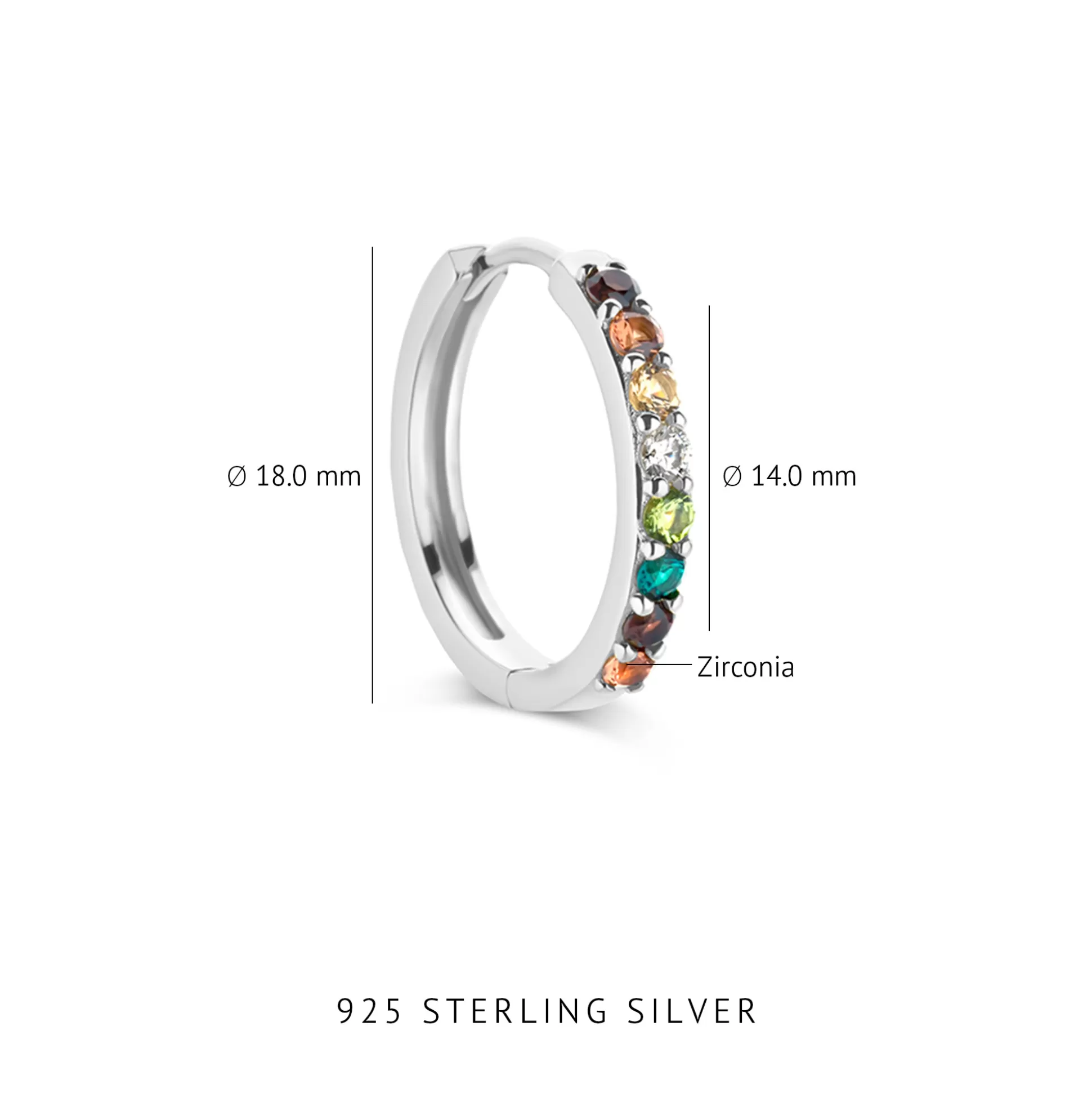 Shop Santa Maria Del Fiore Creoli In Argento Sterling 925 Con Pietre Zircone Colorate Orecchini
