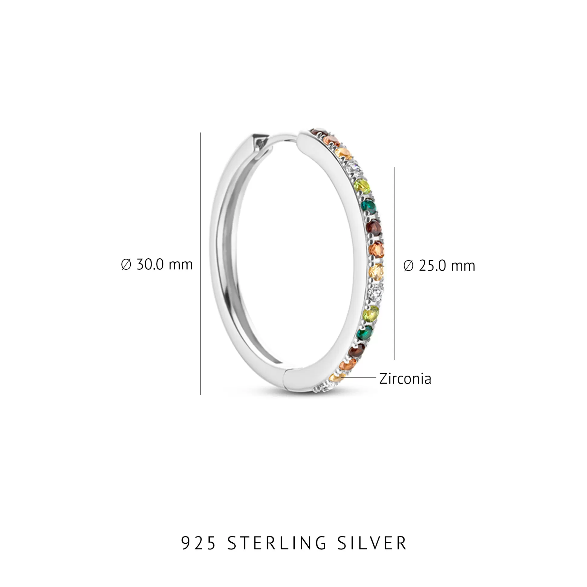 Clearance Santa Maria Del Fiore Creoli In Argento Sterling 925 Con Pietre Zircone Colorate Orecchini