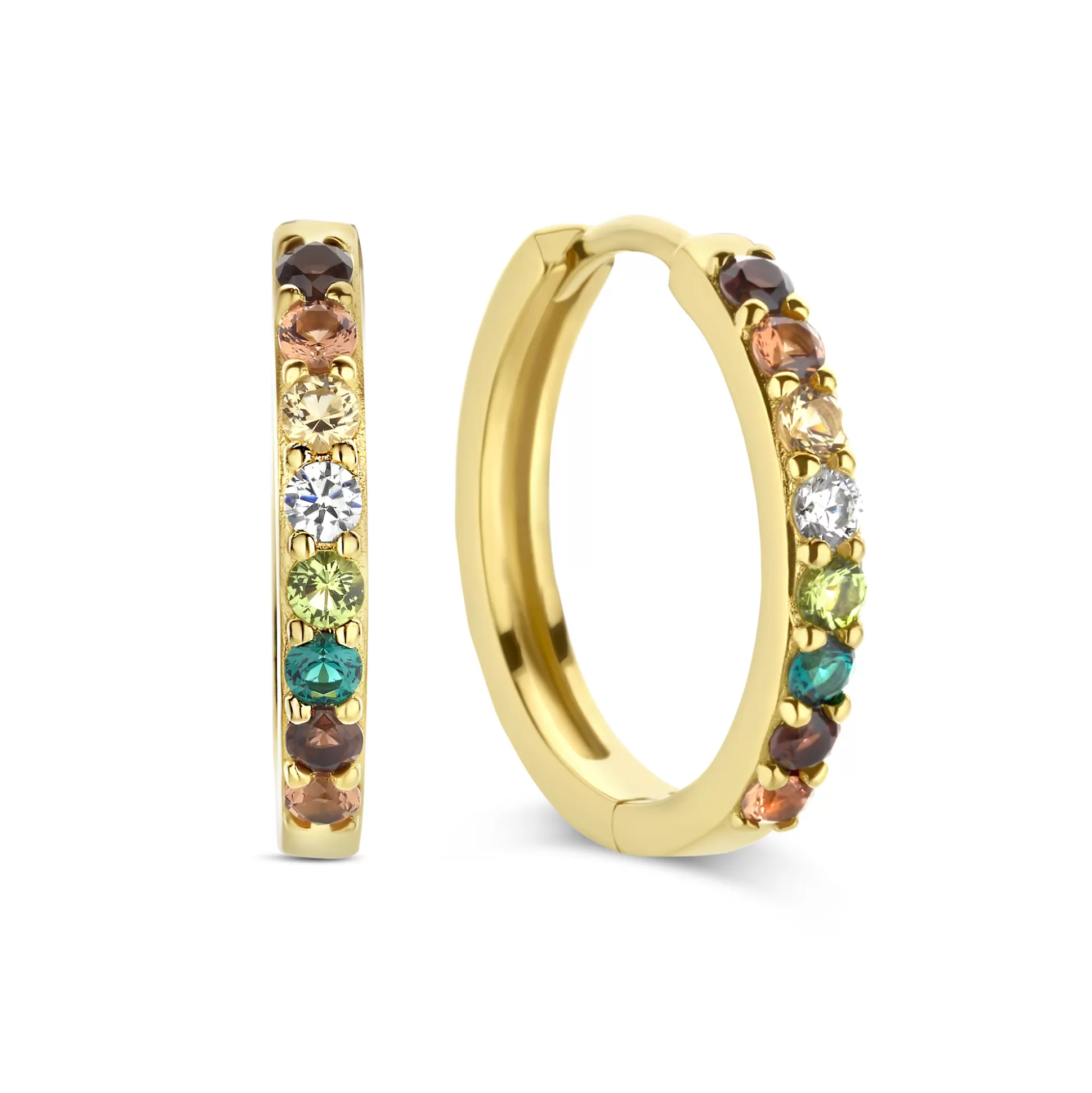 Flash Sale Santa Maria Del Fiore Creoli In Argento Sterling 925 Placcato Oro Con Pietre Zircone Colorate Orecchini
