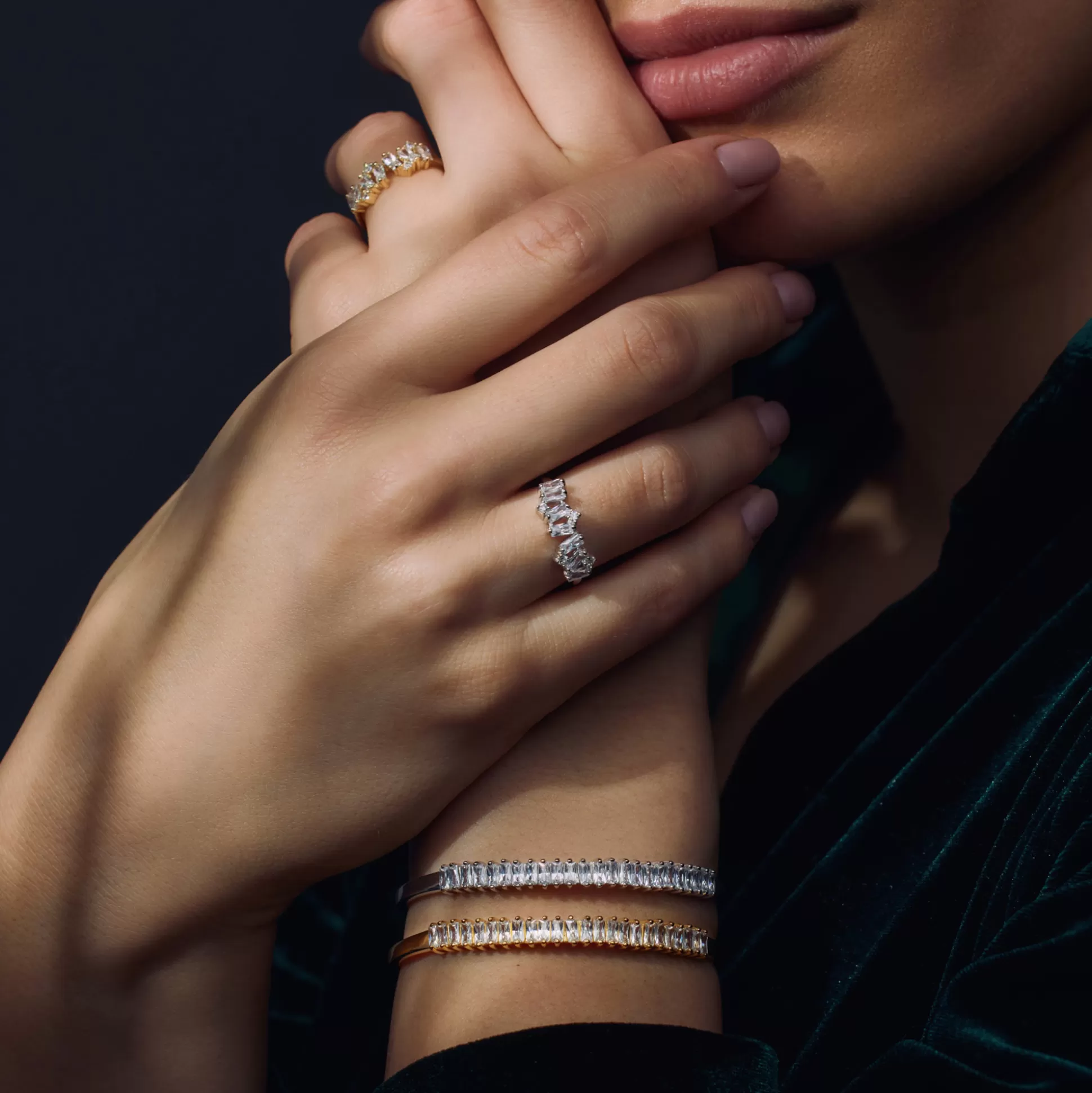 Discount Santa Maria Della Base Anello In Argento Sterling 925 Placcato Oro Con Pietre Zircone Anelli