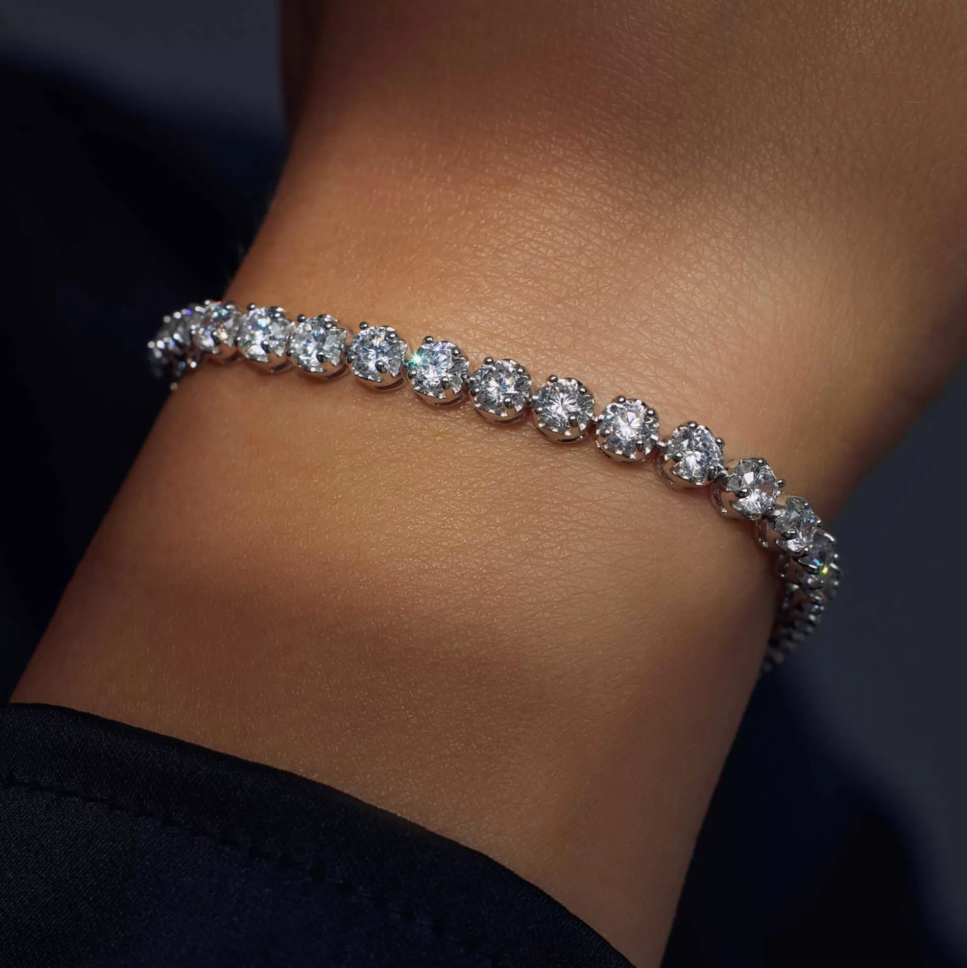 Fashion Santa Maria Della Base Bracciale In Argento Sterling 925 Con Pietre Zircone Bracciali