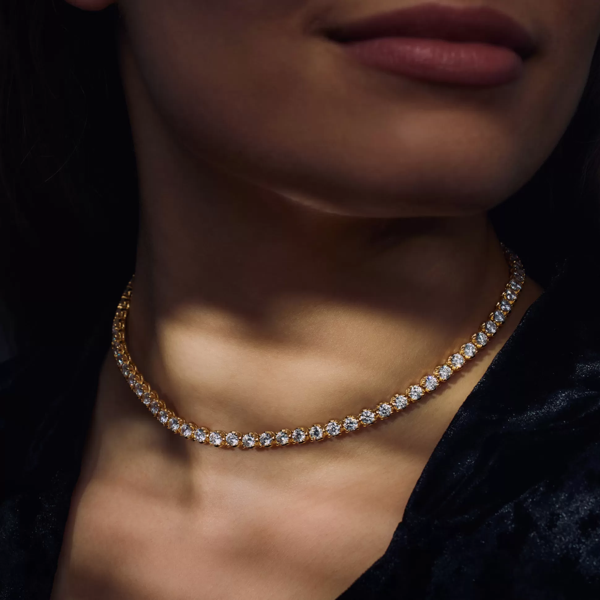 Store Santa Maria Della Base Collana In Argento Sterling 925 Placcato Oro Con Pietre Zircone Collane