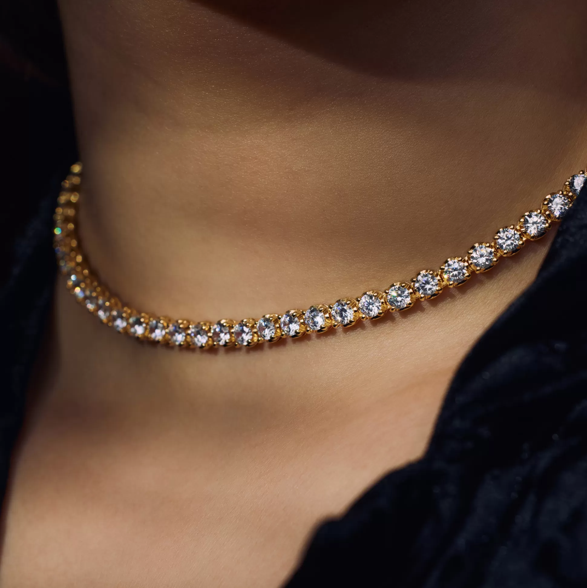 Store Santa Maria Della Base Collana In Argento Sterling 925 Placcato Oro Con Pietre Zircone Collane