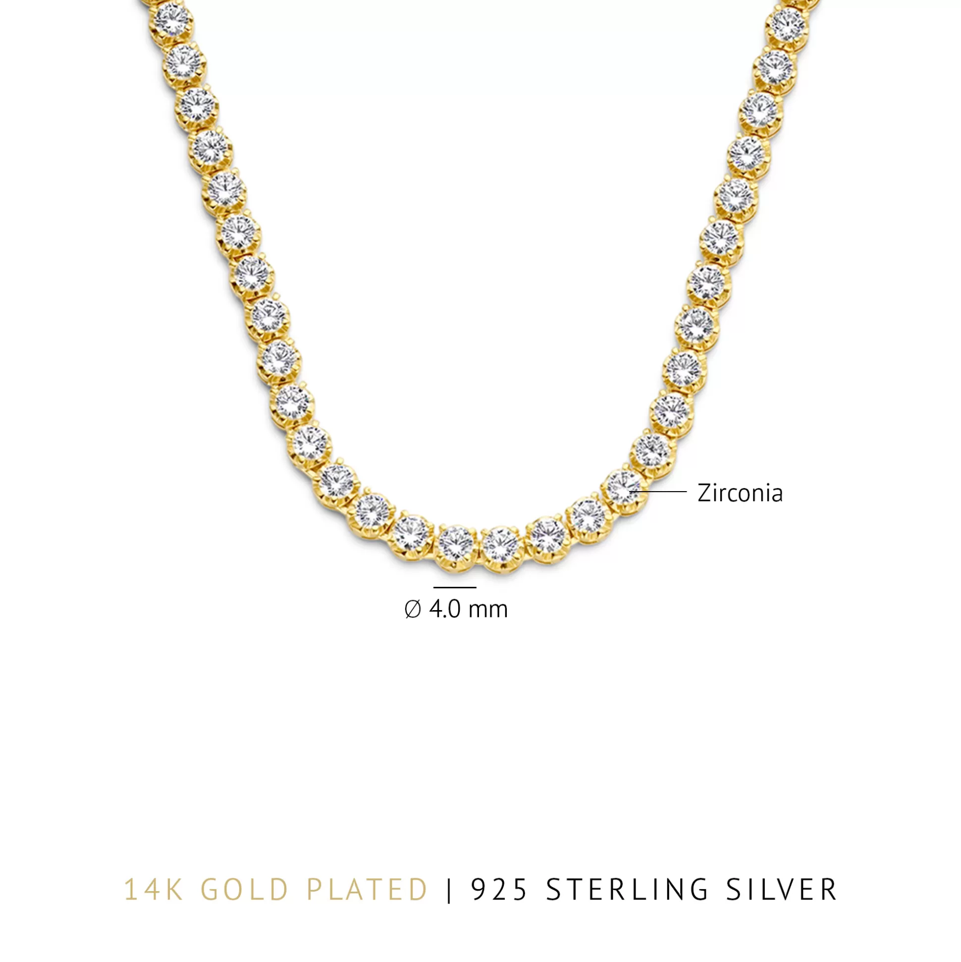 Store Santa Maria Della Base Collana In Argento Sterling 925 Placcato Oro Con Pietre Zircone Collane