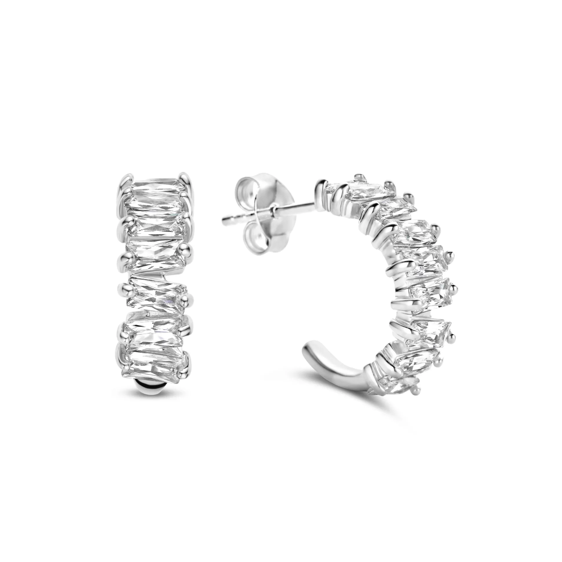 Outlet Santa Maria Della Base Creoli In Argento Sterling 925 Con Pietre Zircone Orecchini
