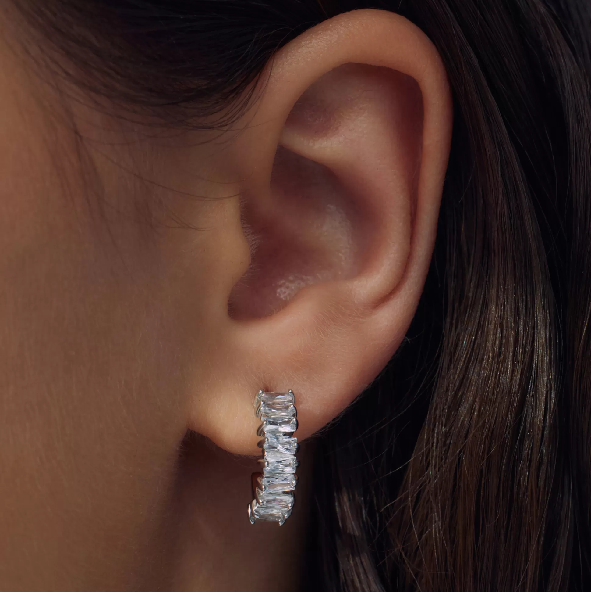 Outlet Santa Maria Della Base Creoli In Argento Sterling 925 Con Pietre Zircone Orecchini