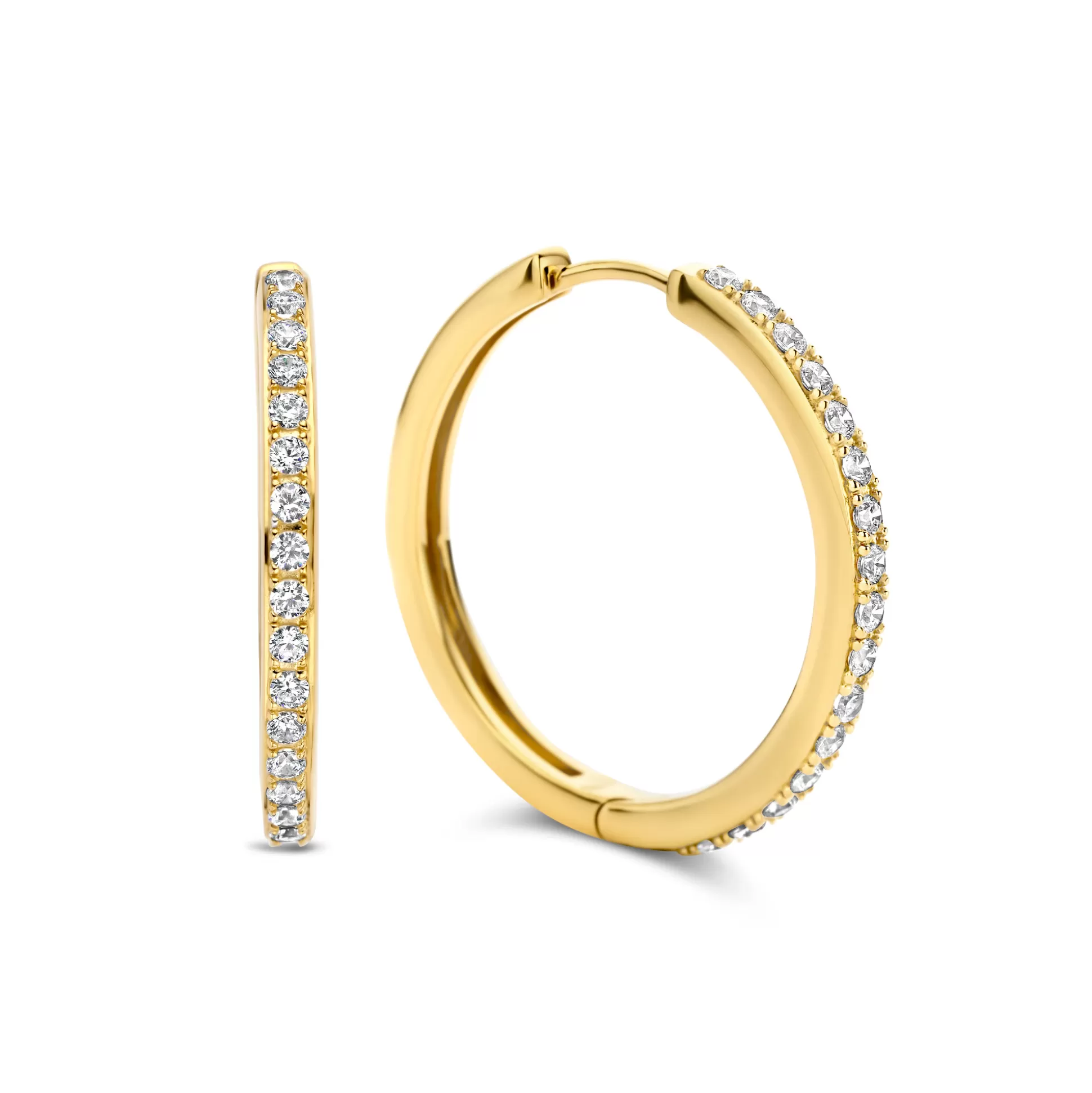 Online Santa Maria Della Base Creoli In Argento Sterling 925 Placcato Oro Con Pietre Zircone Orecchini