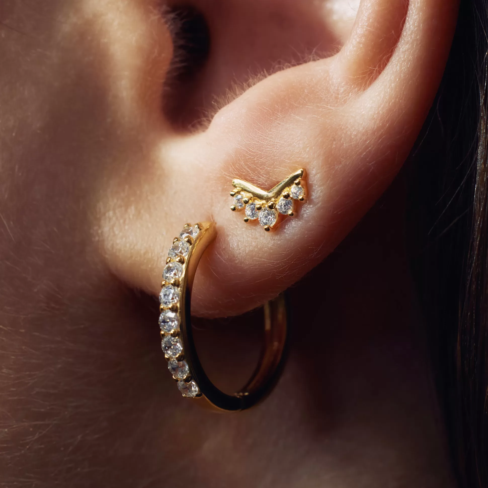 Hot Santa Maria Della Base Creoli In Argento Sterling 925 Placcato Oro Con Pietre Zircone Orecchini