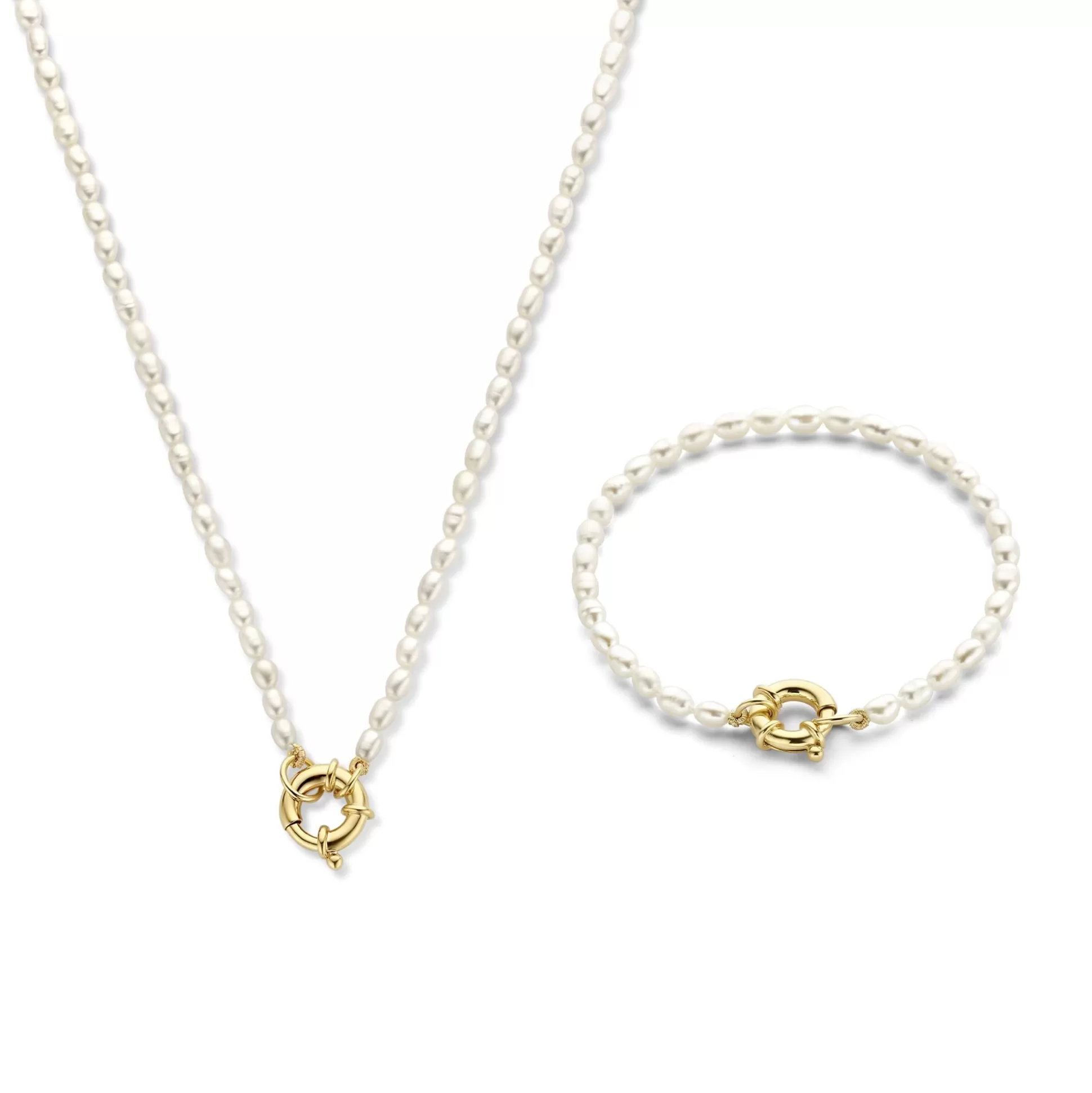Outlet Sorprendimi Idee Regalo Collana E Bracciale In Argento Sterling 925 Placcato Oro Con Perle D'Acqua Dolce Collane