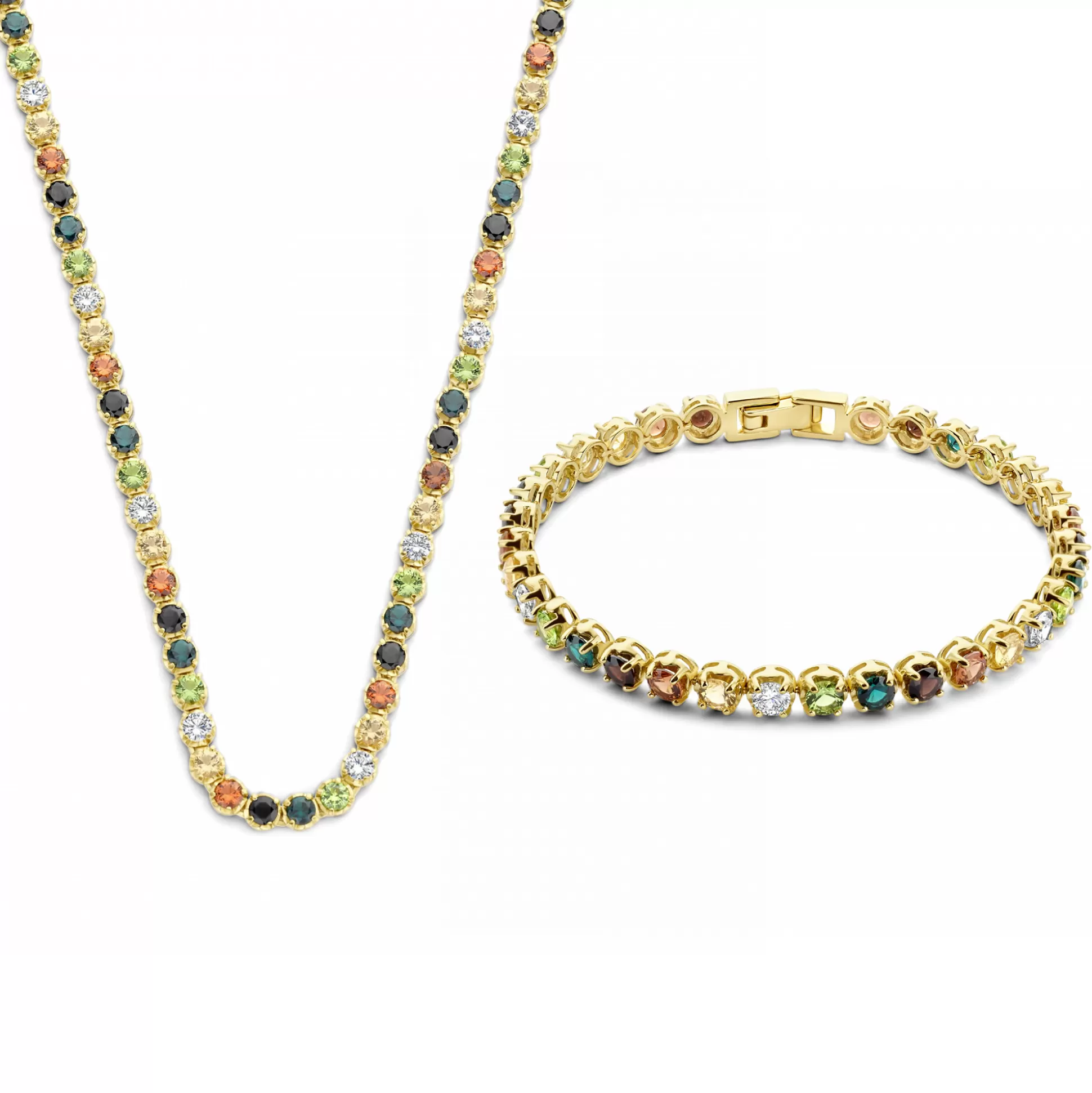 Discount Sorprendimi Idee Regalo Collana E Bracciale In Argento Sterling 925 Placcato Oro Con Pietre Zircone Colorate Collane