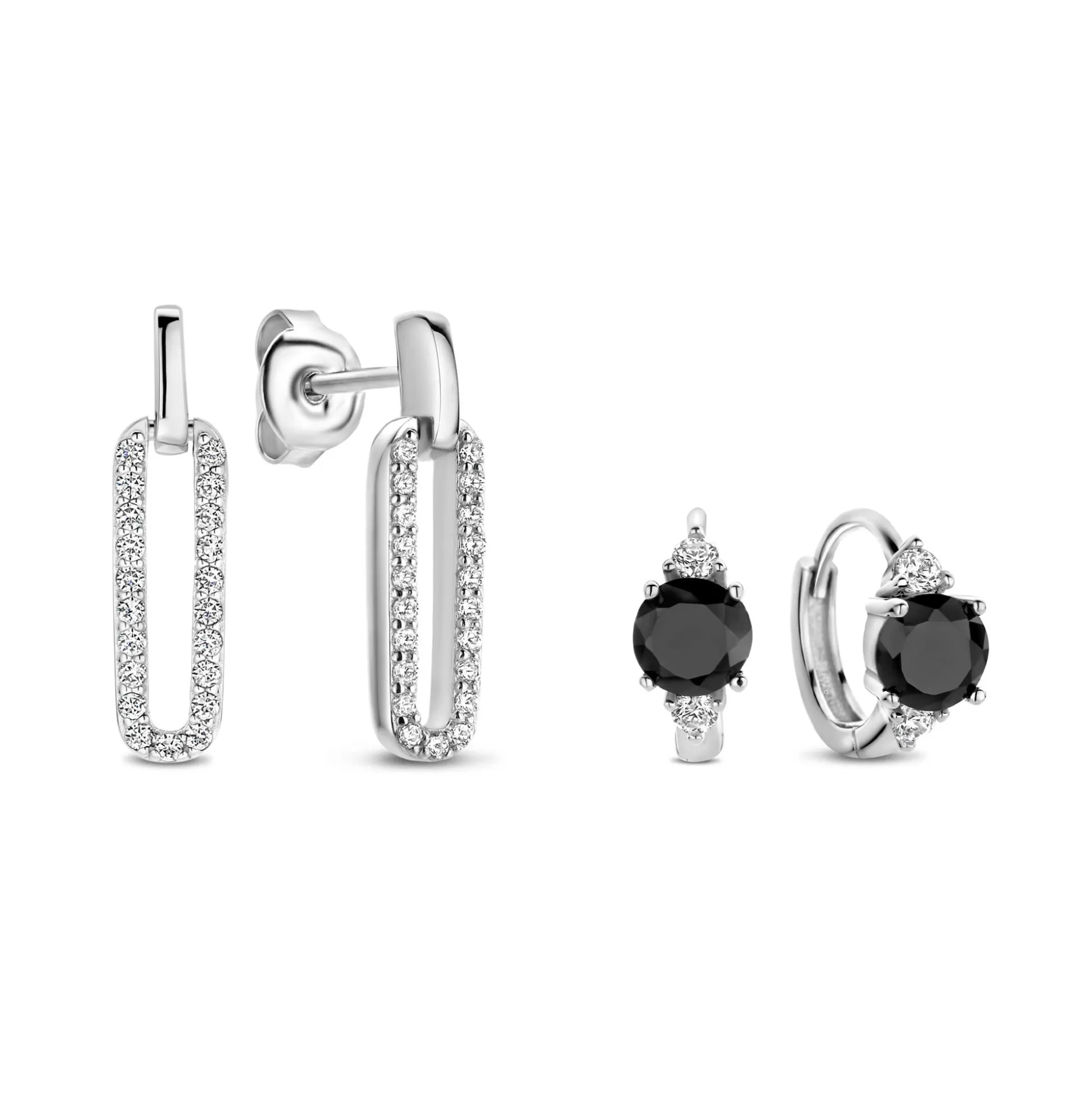 Outlet Sorprendimi Set Orecchini In Argento Sterling 925 Con Onice Nero E Pietre Zircone Orecchini