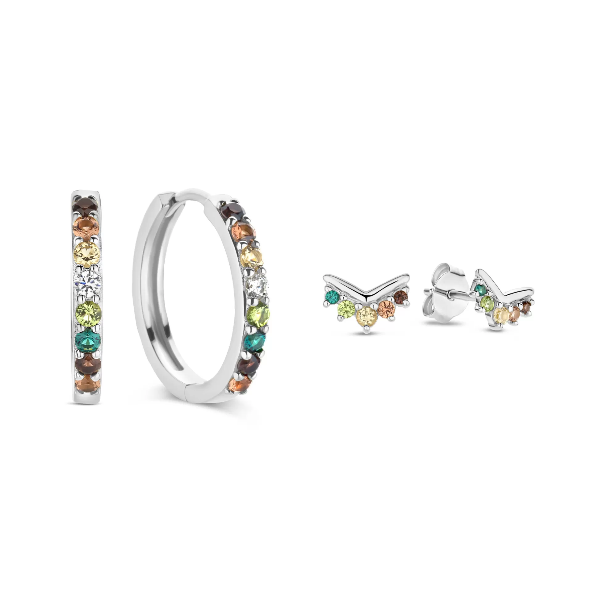 Cheap Sorprendimi Set Orecchini In Argento Sterling 925 Con Pietre Zircone Colorate Orecchini A Bottone