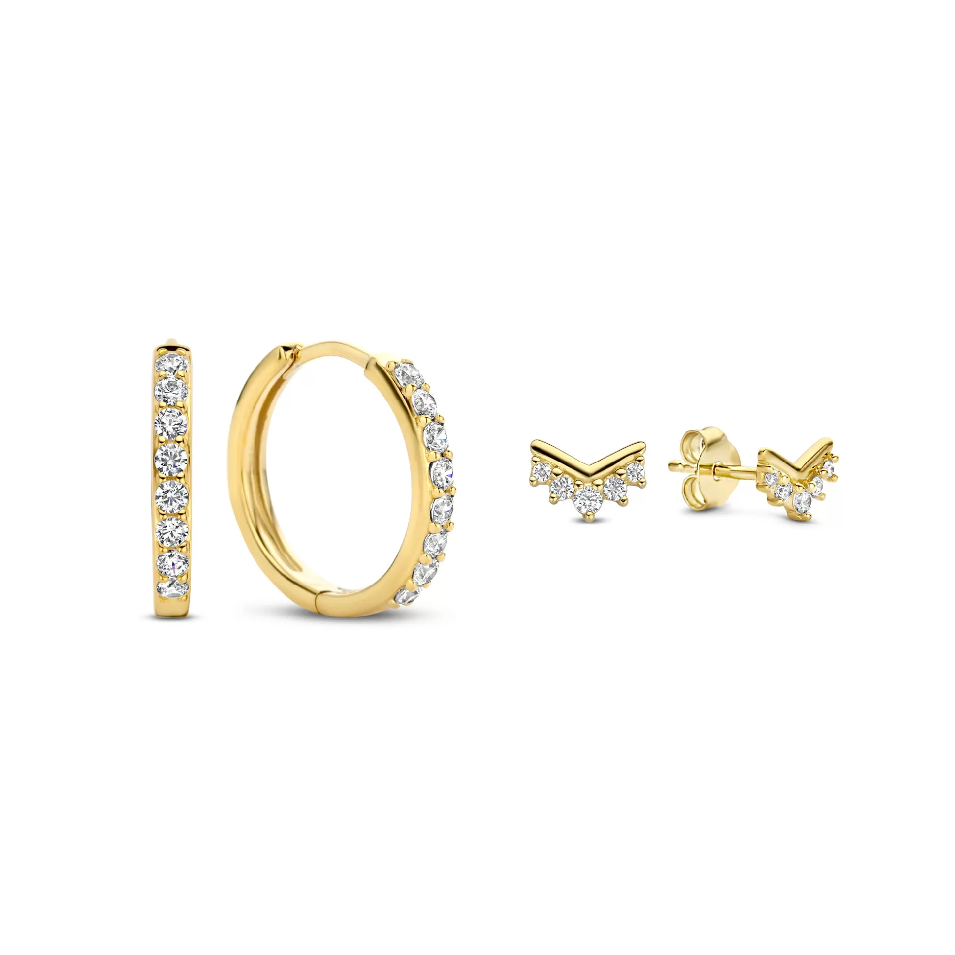 Clearance Sorprendimi Set Orecchini In Argento Sterling 925 Placcato Oro Con Pietre Zircone Orecchini A Bottone